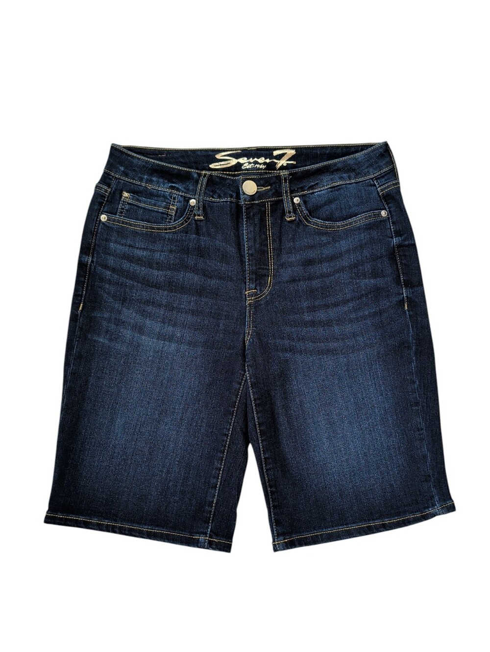Seven7 Sunset Denim Bermuda Jean Shorts 6 Jackson Blue Pockets